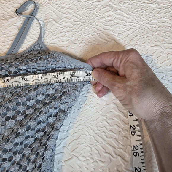 Abercrombie & Fitch Mixed-Stitch Eyelet Lace Mini Dress in Pale Blue Size M - Picture 5 of 7